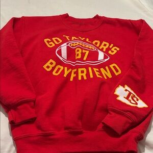 Red Graphic Sweatshirt with Football Design